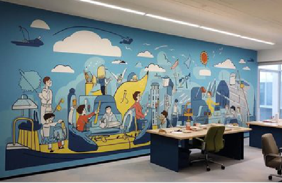 宿迁办公室墙绘的特点。